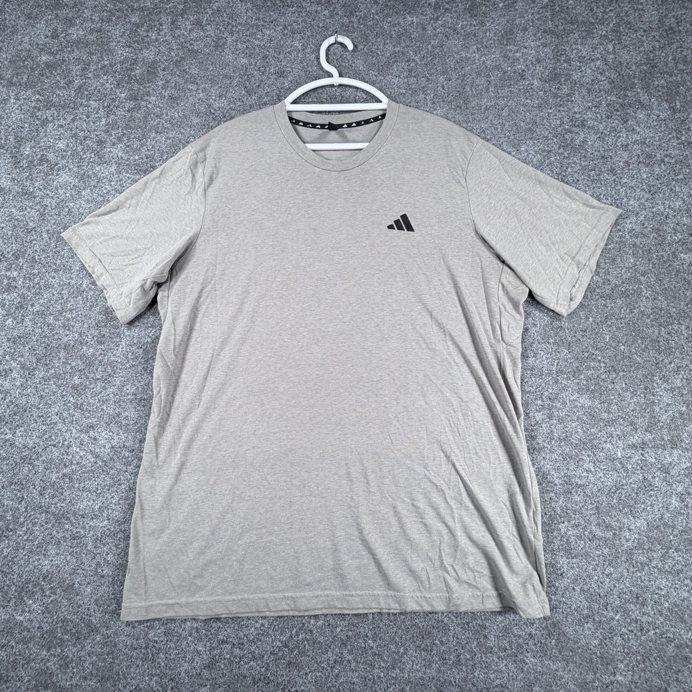Adidas Aeroready T Shirt Men XL Gray Badge of Sport Logo Crew Neck Short Sleeve